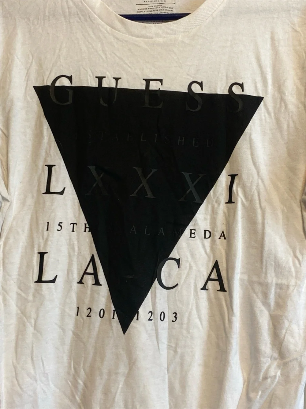 Guess Los Angeles Men’s Large T-shirt White Graphic Print Crew Neck Short Sleeve - Picture 3 of 7
